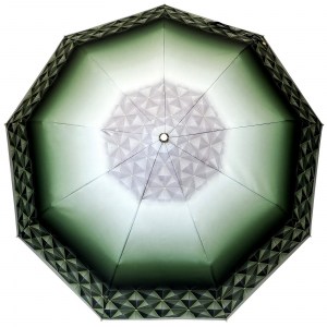 Стильный зеленый зонт, Три Слона женский, полный автомат, 3 сл.,арт.3993-3